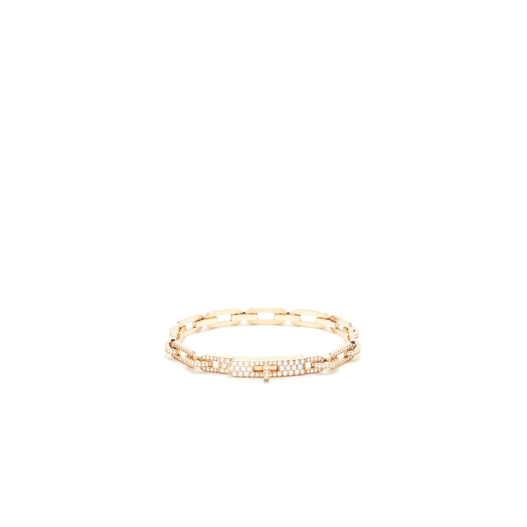 HERMES KELLY CHAINE BRACELET ROSE GOLD FULL DIAMONDS