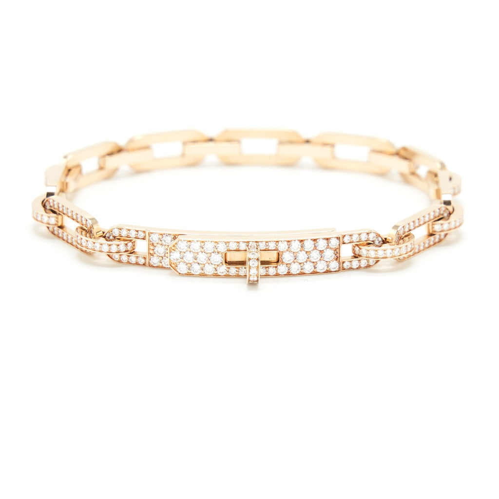 HERMES KELLY CHAINE BRACELET ROSE GOLD FULL DIAMONDS