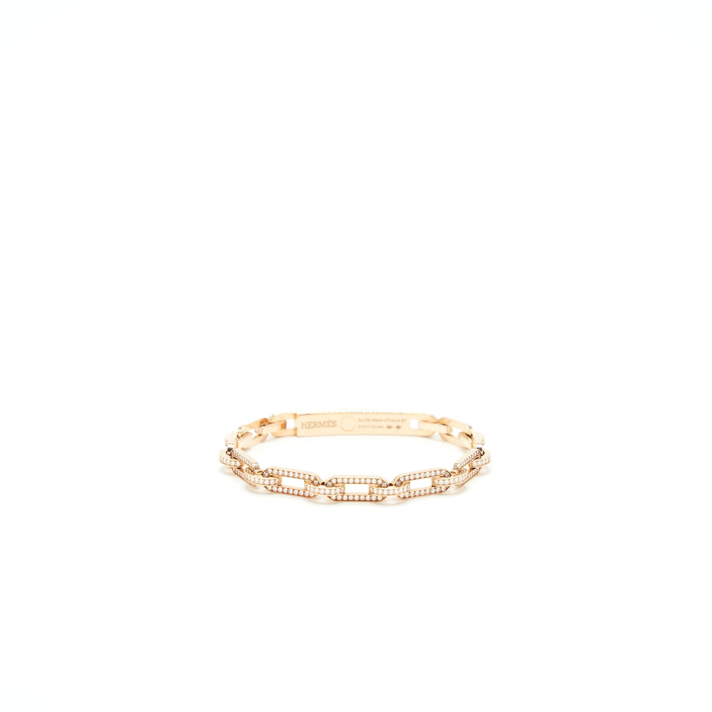 HERMES KELLY CHAINE BRACELET ROSE GOLD FULL DIAMONDS