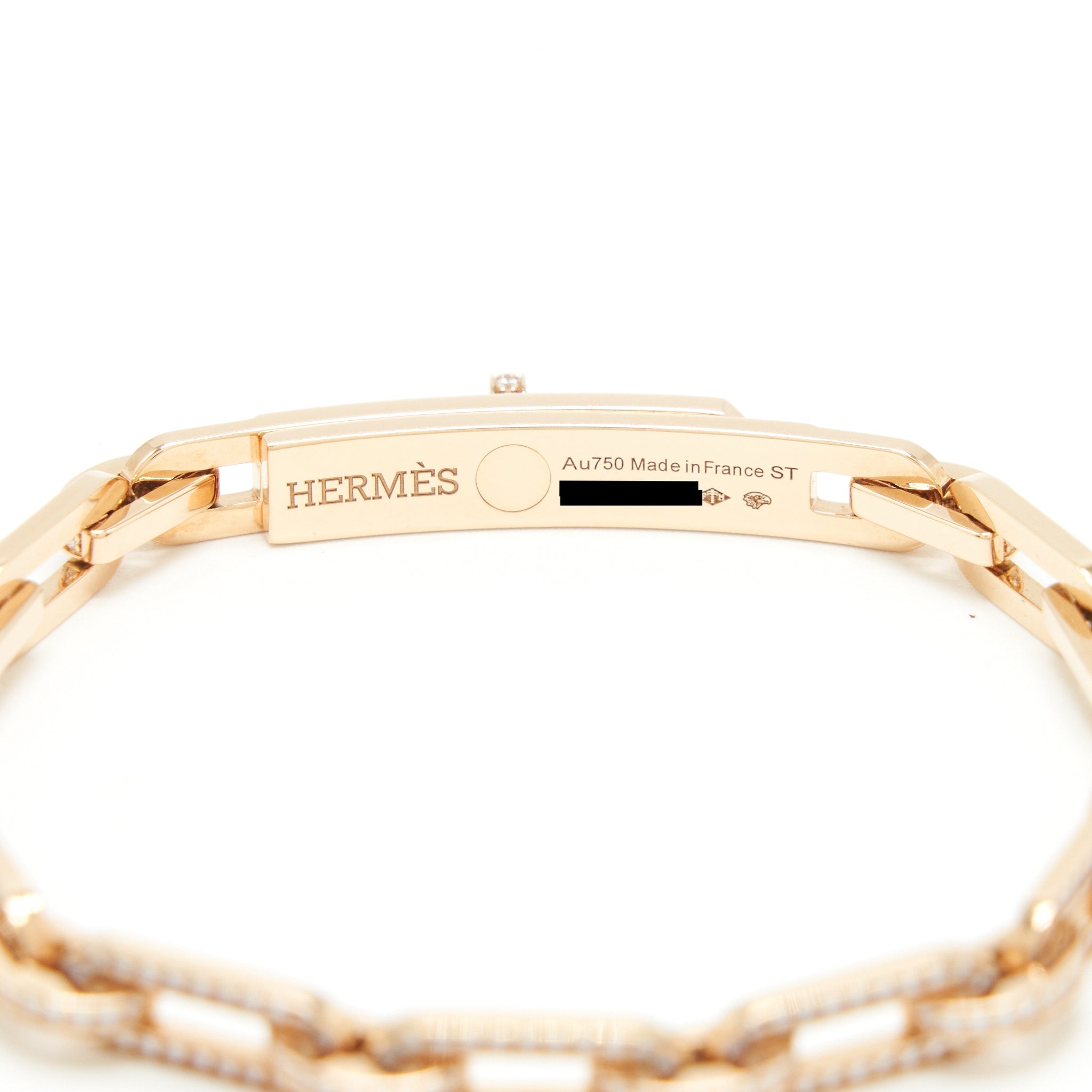 HERMES KELLY CHAINE BRACELET ROSE GOLD FULL DIAMONDS