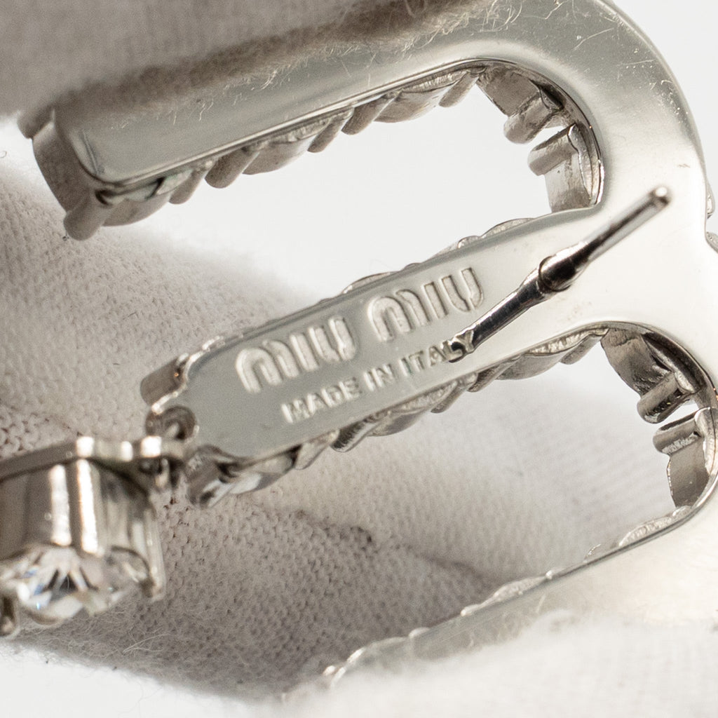 MIU MIU CRYSTAL-EMBELLISHED ASYMMETRIC WITH STAR EARRINGS SILVER TONE