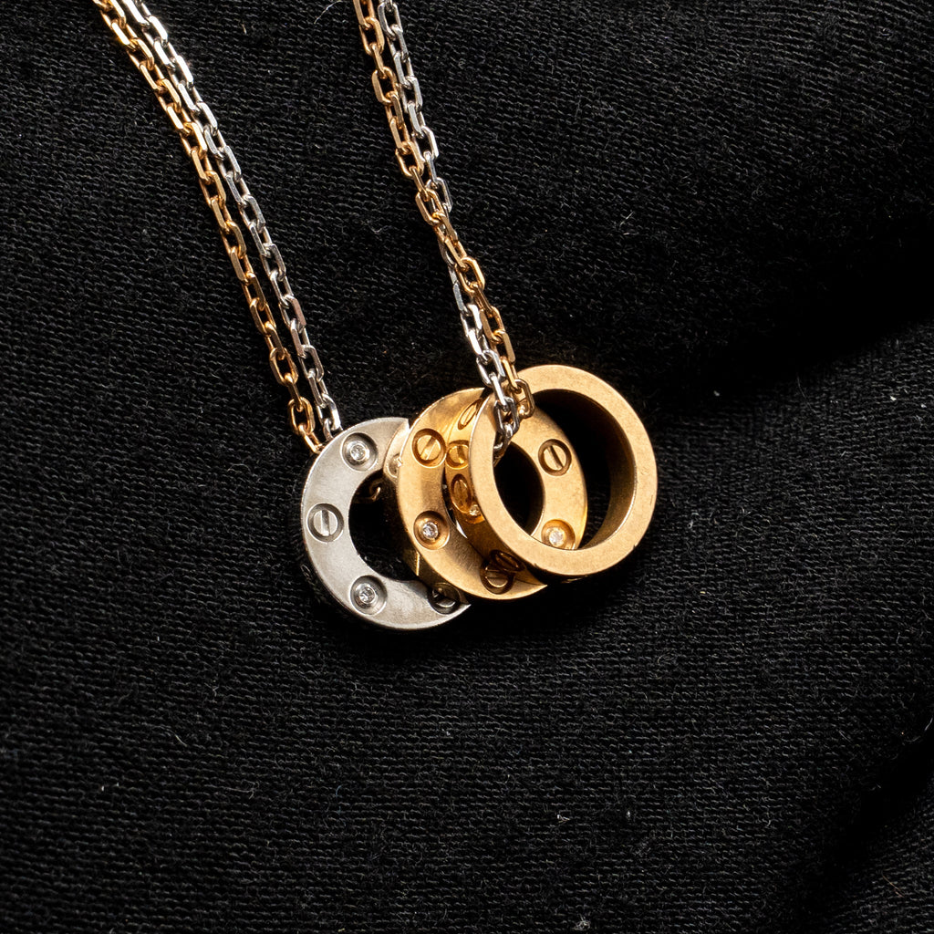 CARTIER LOVE PENDANT, 6 DIAMONDS, WHITE GOLD, ROSE GOLD
