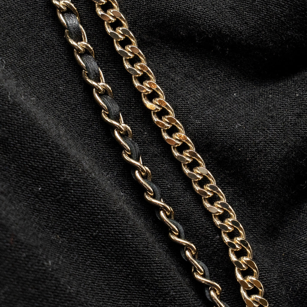 CHANEL DOUBLE CC LOGO CHOCKER BLACK LIGHT GOLD TONE