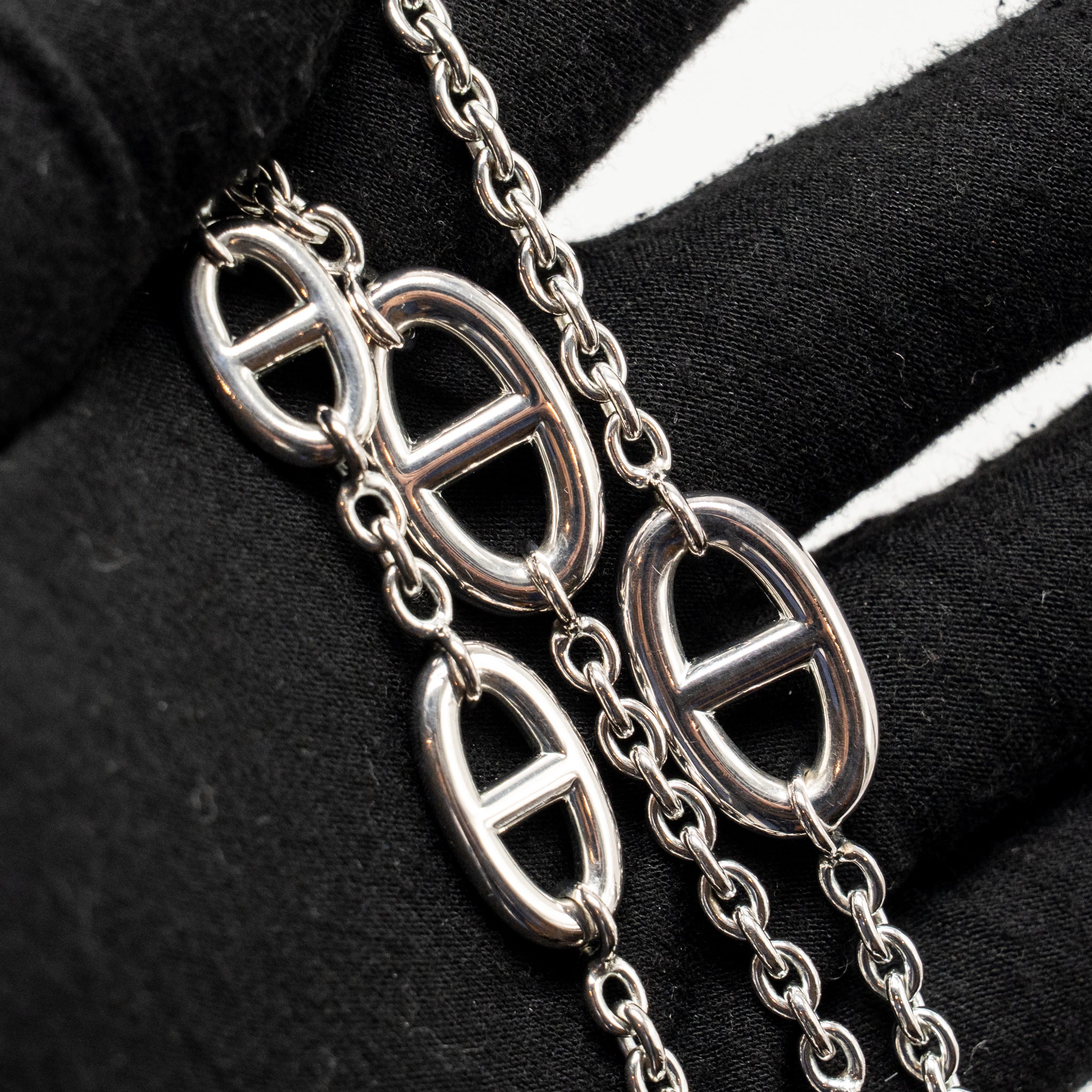 HERMES 160CM FARANDOLE LONG NECKLACE SILVER TONE