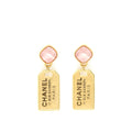 CHANEL NEW RUE CAMBON GOLD WITH PINK STONE DROP EARRINGS
