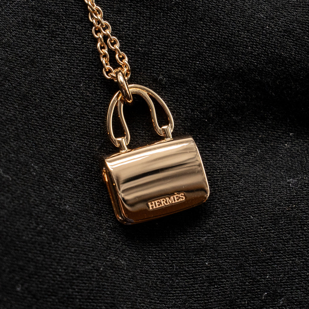 HERMES CONSTANCE AMULETTE PENDANT ROSE GOLD WITH DIAMONDS