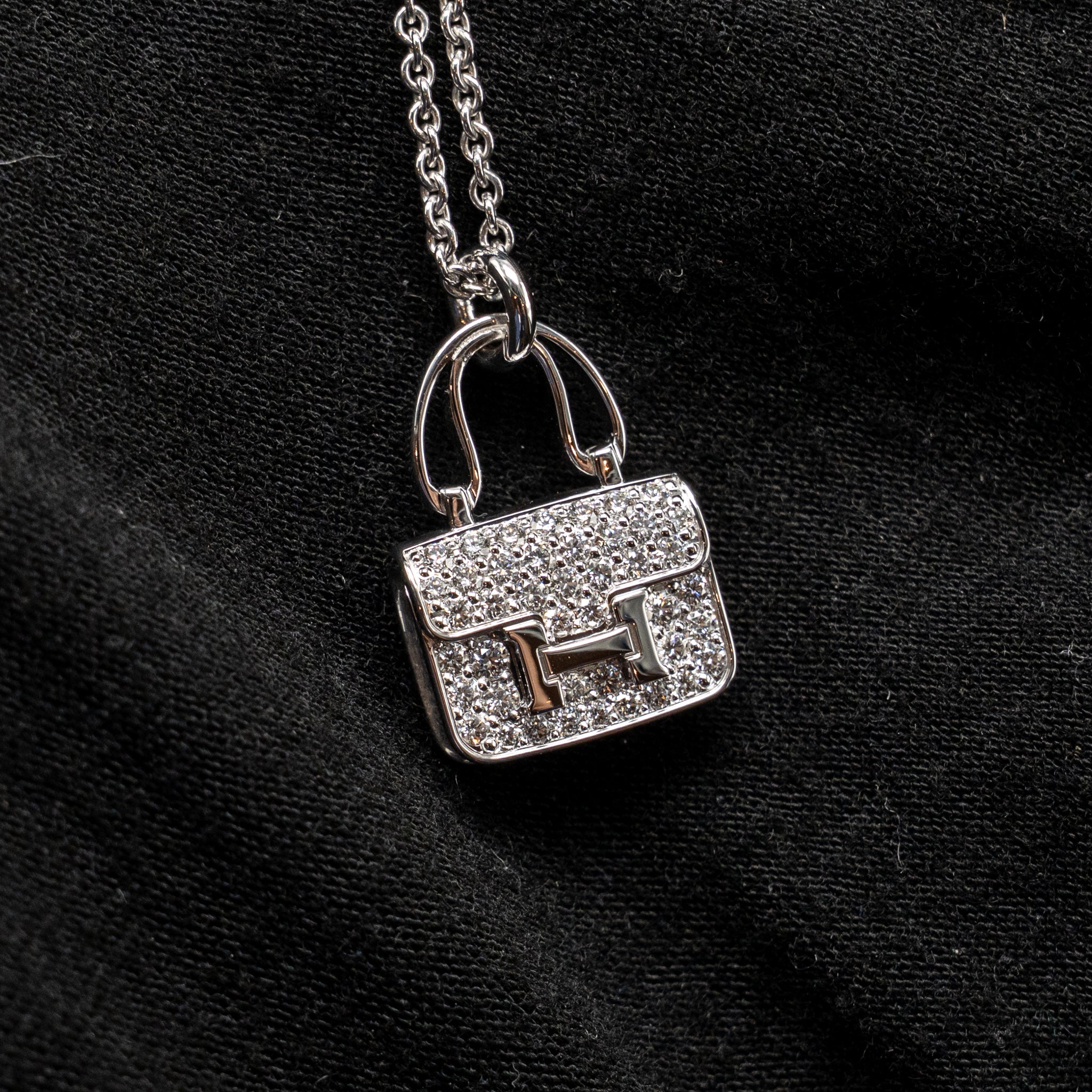 HERMES CONSTANCE AMULETTE PENDANT WHITE GOLD WITH DIAMONDS