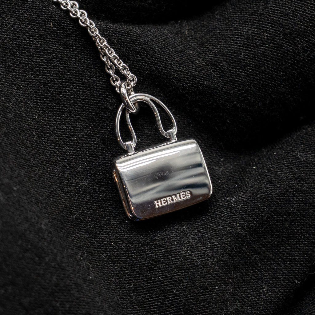 HERMES CONSTANCE AMULETTE PENDANT WHITE GOLD WITH DIAMONDS