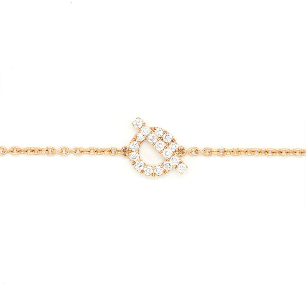 HERMES BRACELET FINESSE CHAINE 18K ROSE GOLD WITH DIAMONDS
