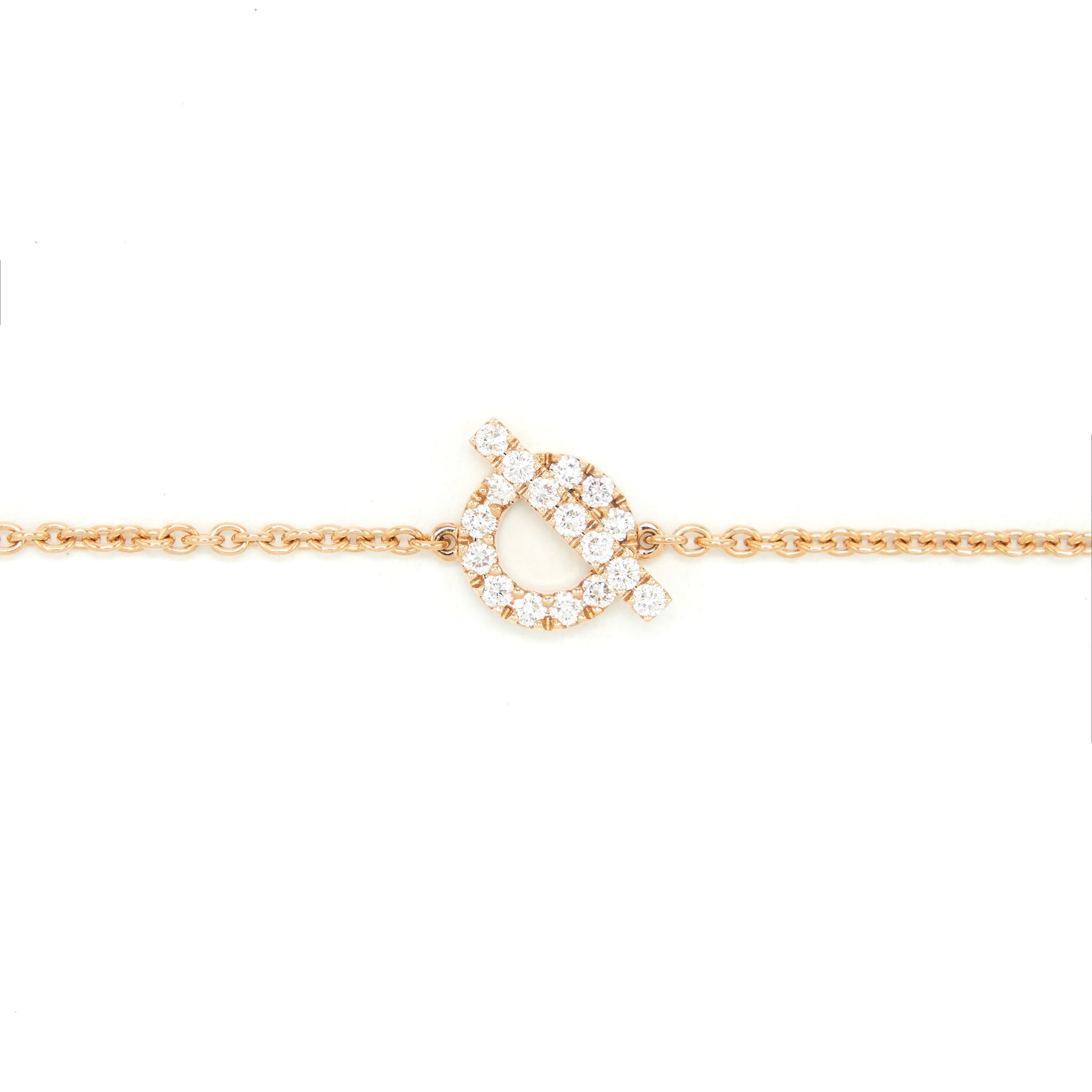 HERMES BRACELET FINESSE CHAINE 18K ROSE GOLD WITH DIAMONDS