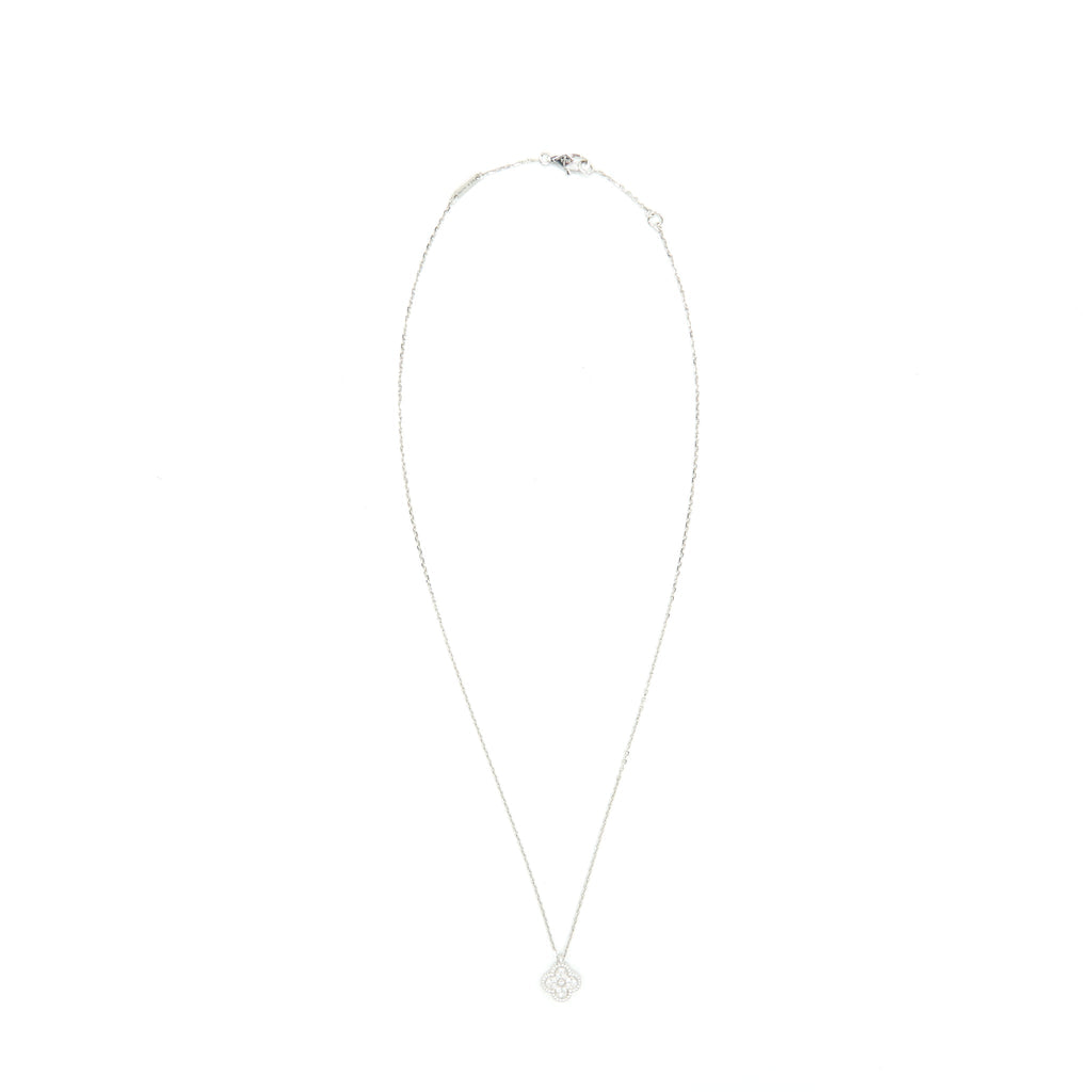 VAN CLEEF & ARPELS SWEET ALHAMBRA PENDANT WHITE GOLD DIAMONDS