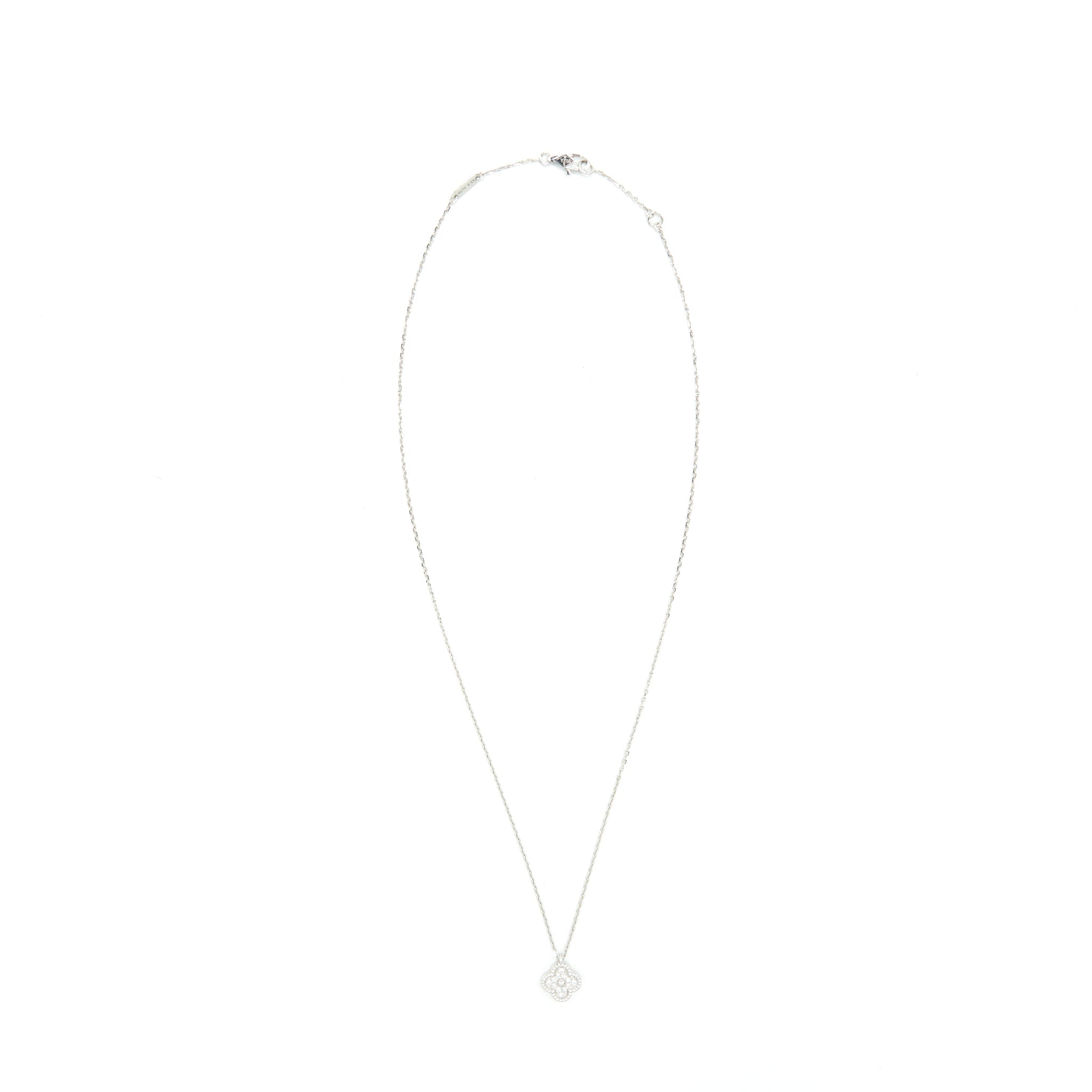 VAN CLEEF & ARPELS SWEET ALHAMBRA PENDANT WHITE GOLD DIAMONDS