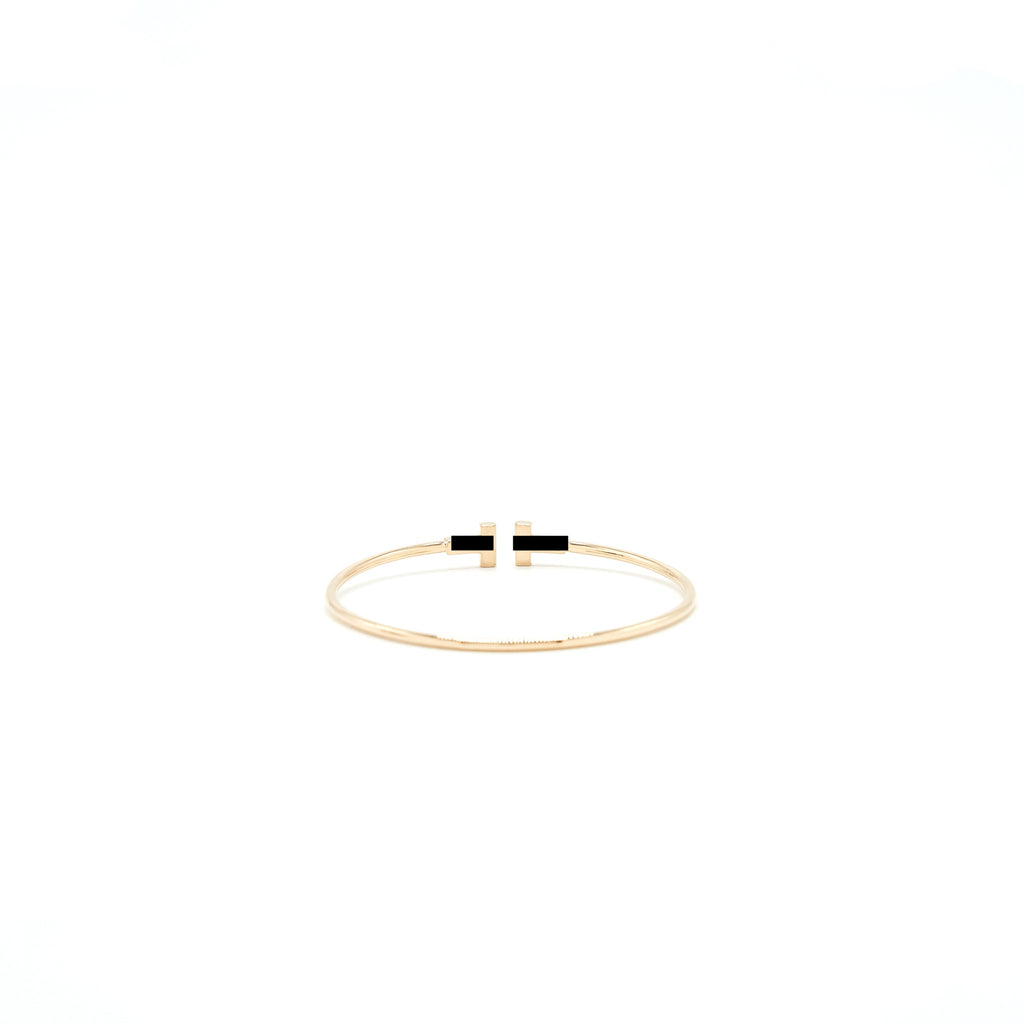 TIFFANY T SMALL NARROW WIRE BRACELET 18K GOLD