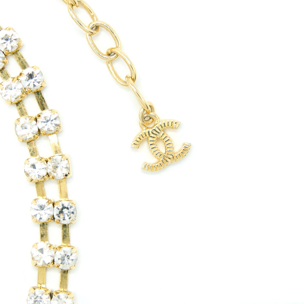 CHANEL CC LOGO CHOCKER CRYSTAL/PEARL GOLD TONE
