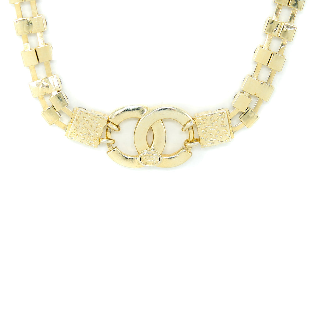 CHANEL CC LOGO CHOCKER CRYSTAL/PEARL GOLD TONE