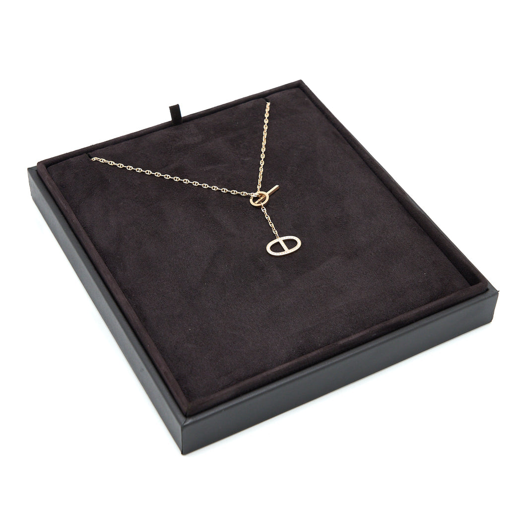 HERMES CHAINE D’ANCRE CONTOUR PENDANT ROSE GOLD WITH DIAMONDS