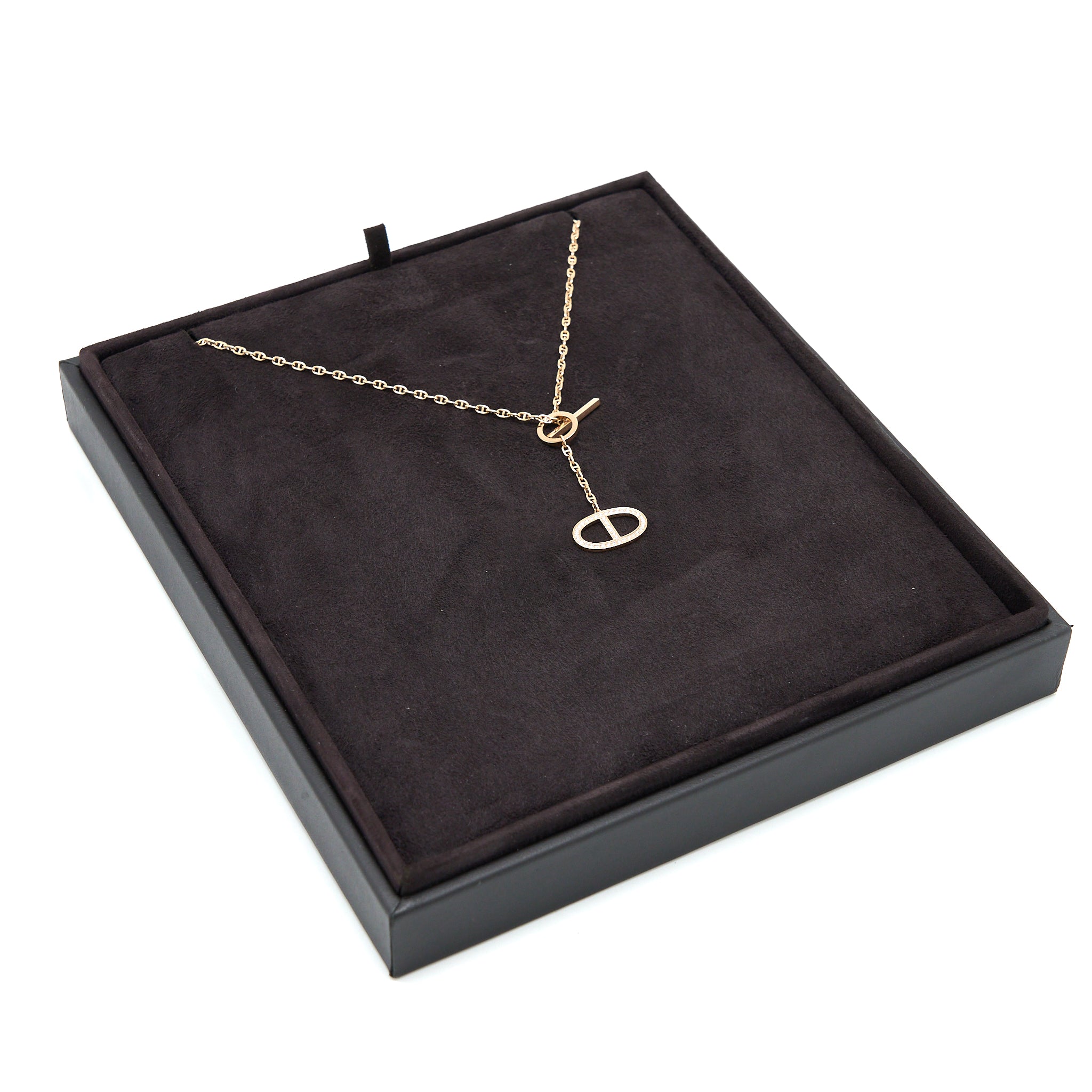 HERMES CHAINE D’ANCRE CONTOUR PENDANT ROSE GOLD WITH DIAMONDS