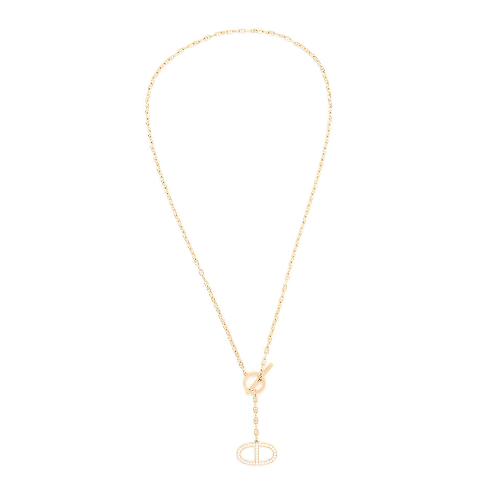 HERMES CHAINE D’ANCRE CONTOUR PENDANT ROSE GOLD WITH DIAMONDS