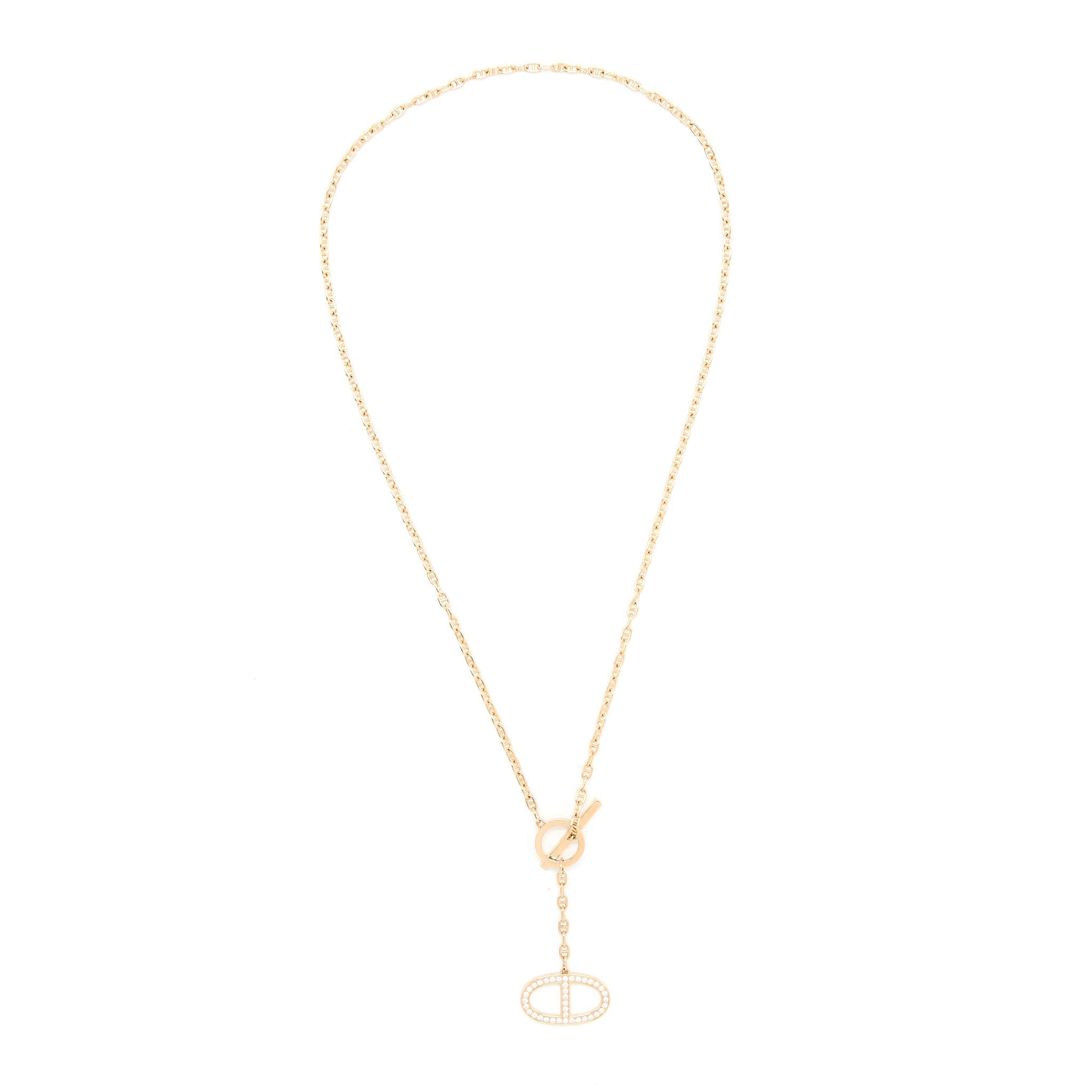 HERMES CHAINE D’ANCRE CONTOUR PENDANT ROSE GOLD WITH DIAMONDS