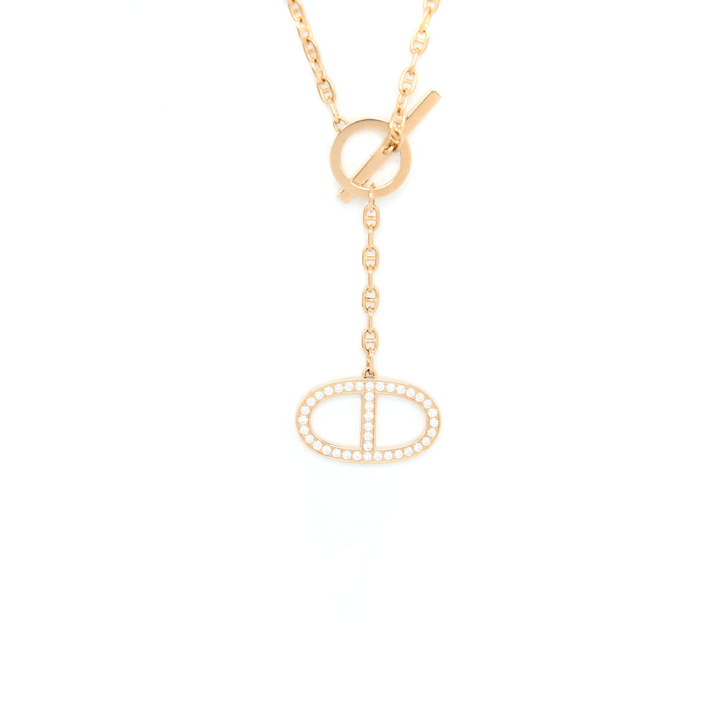 HERMES CHAINE D’ANCRE CONTOUR PENDANT ROSE GOLD WITH DIAMONDS