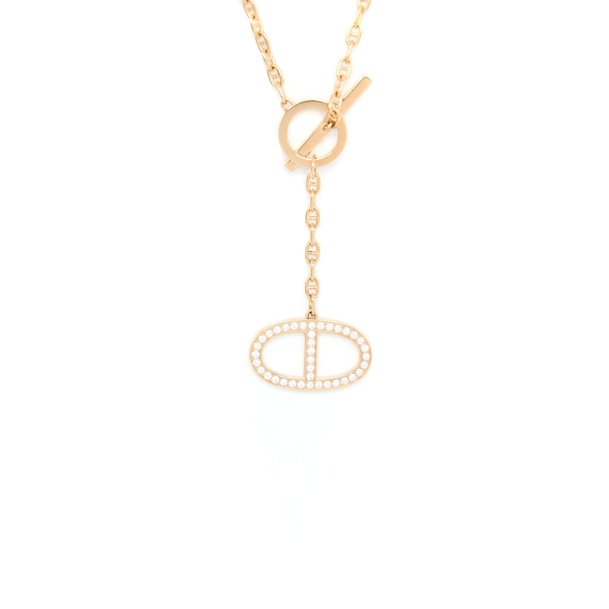 HERMES CHAINE D’ANCRE CONTOUR PENDANT ROSE GOLD WITH DIAMONDS
