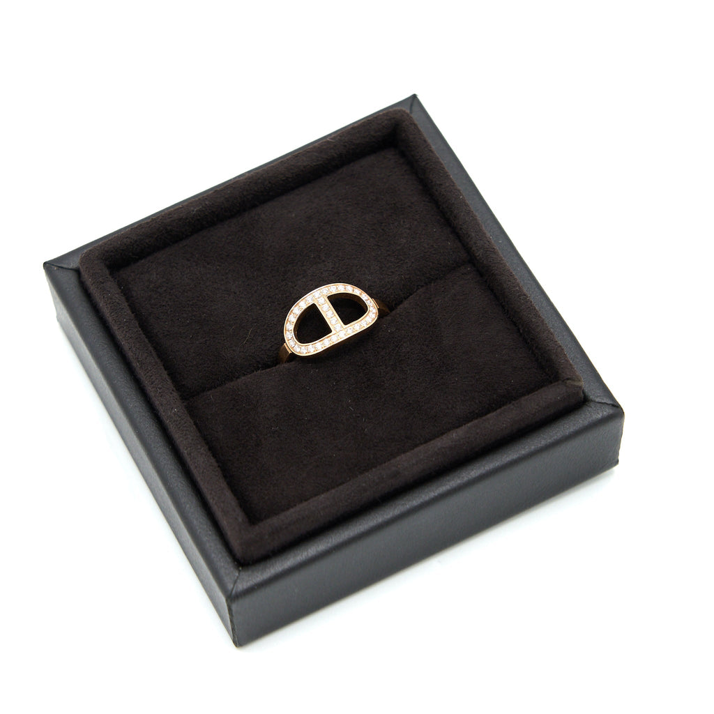 HERMES CHAINE D’ANCRE CONTOUR RING WITH DIAMONDS ROSE GOLD