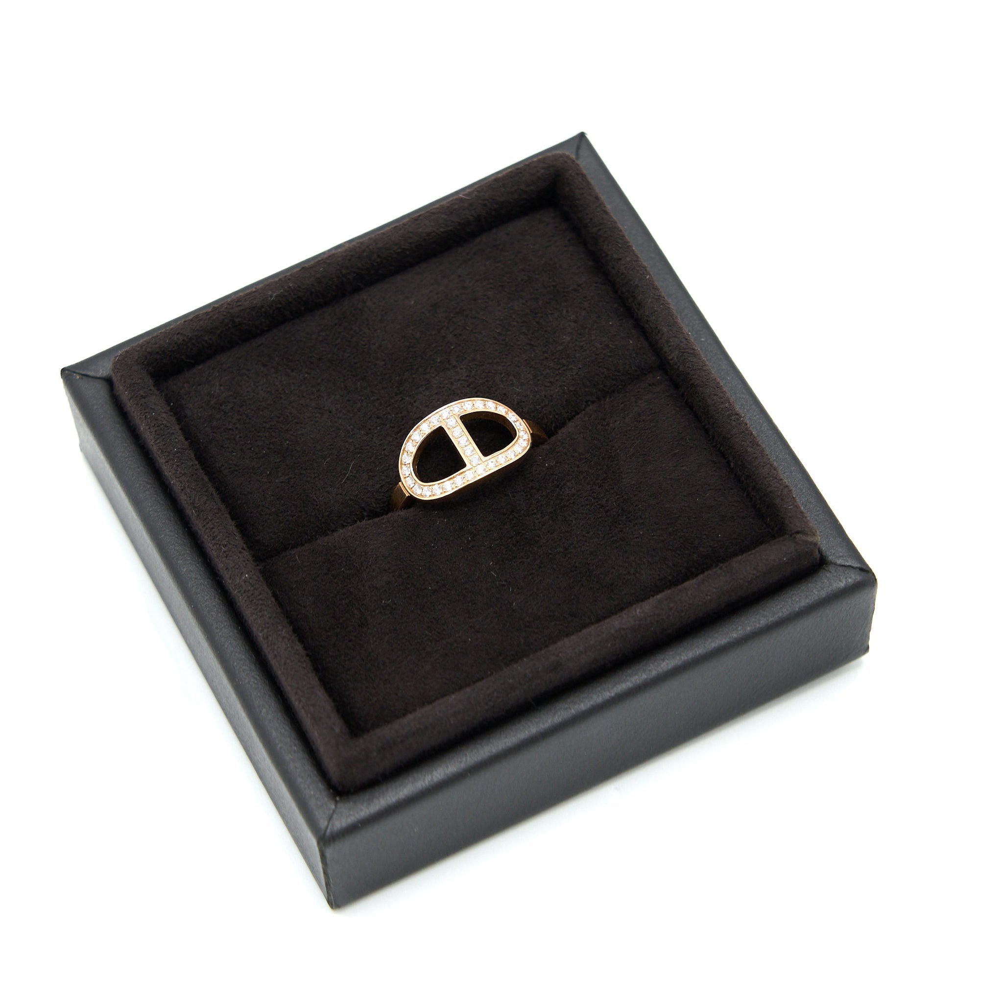 HERMES CHAINE D’ANCRE CONTOUR RING WITH DIAMONDS ROSE GOLD
