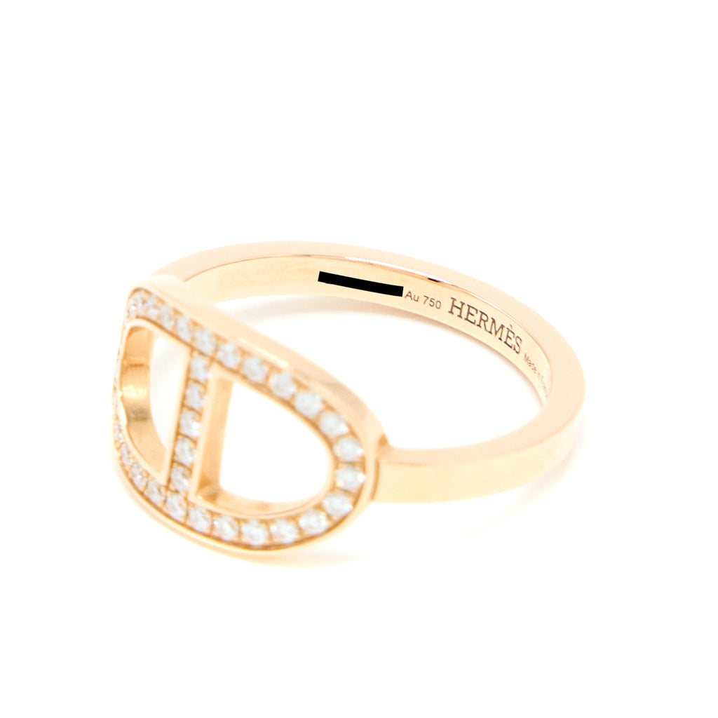 HERMES CHAINE D’ANCRE CONTOUR RING WITH DIAMONDS ROSE GOLD