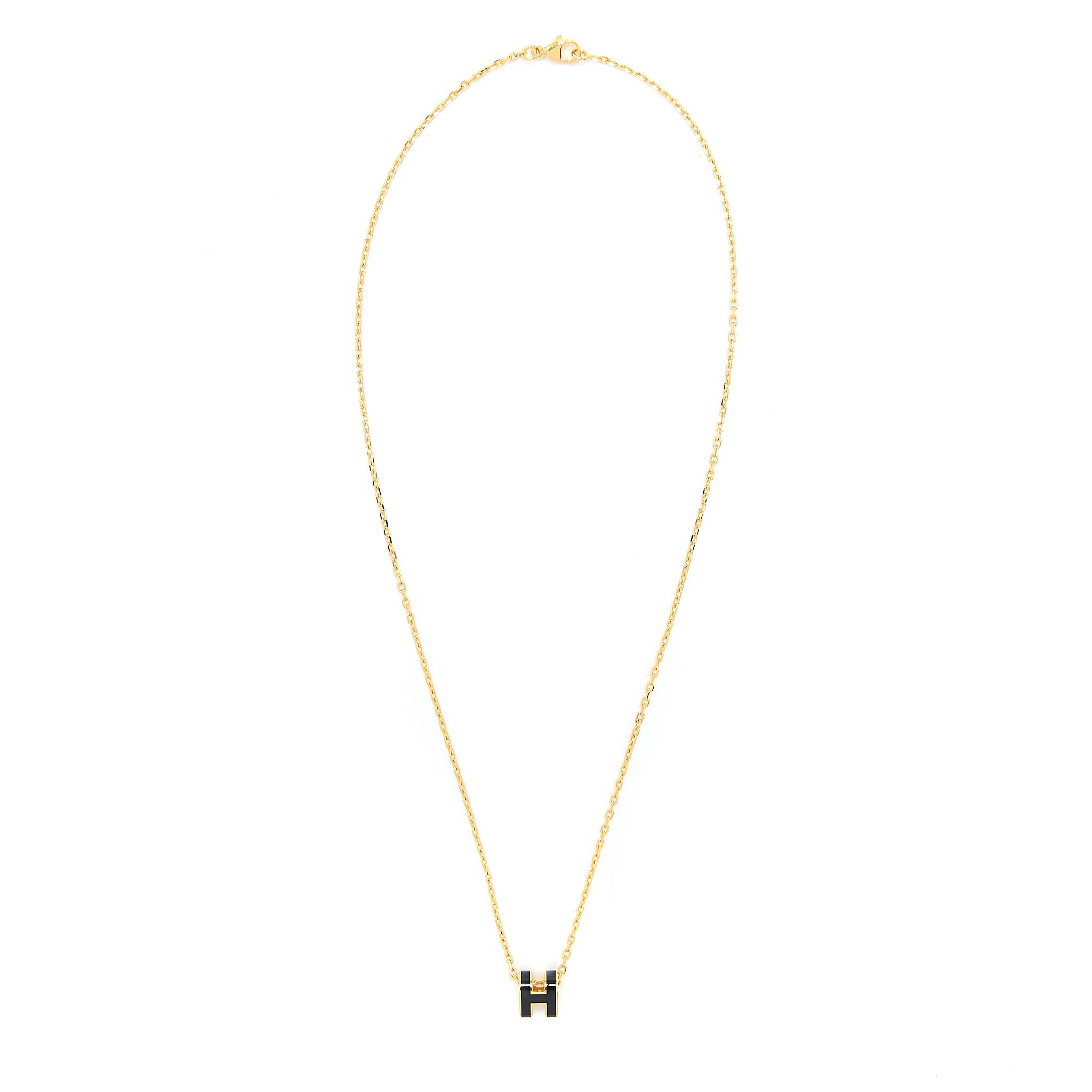 HERMES MINI POP H PENDANT BLACK GOLD TONE