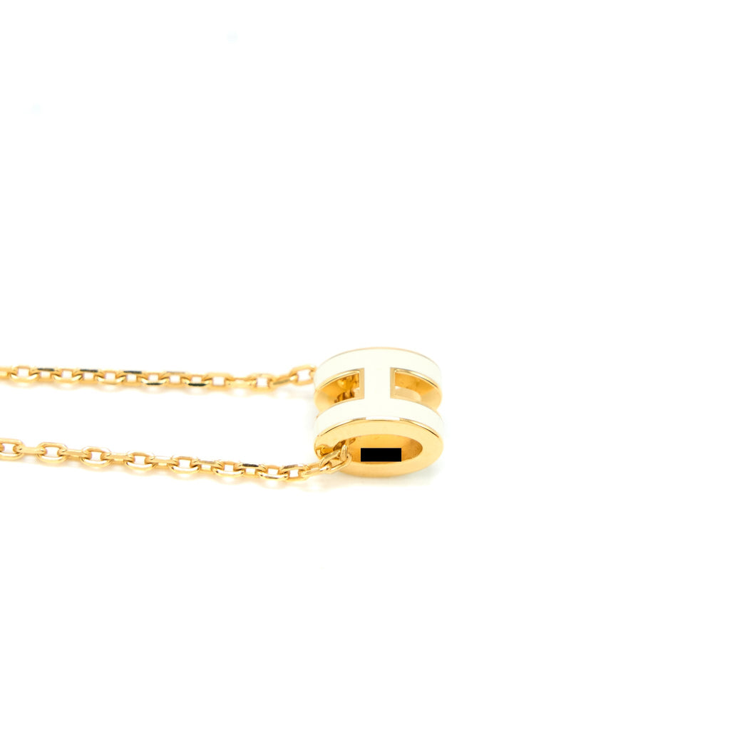 HERMES MINI POP H PENDANT WHITE GOLD TONE