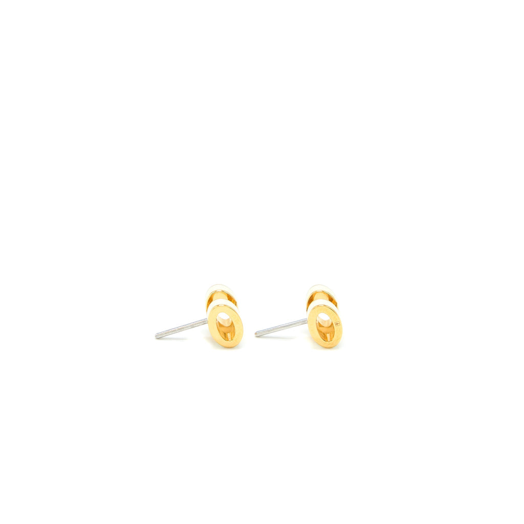 HERMES MINI POP H EARRINGS WHITE GOLD TONE