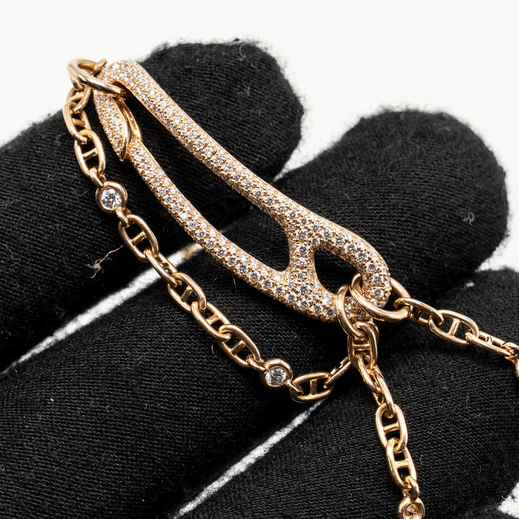 HERMES CHAINE D’ANCRE PUNK BRACELET RODE GOLD/DIAMONDS