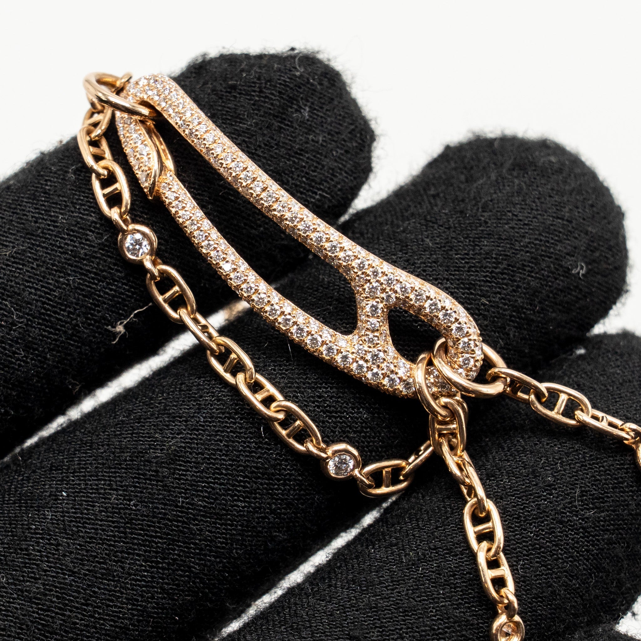 HERMES CHAINE D’ANCRE PUNK BRACELET RODE GOLD/DIAMONDS