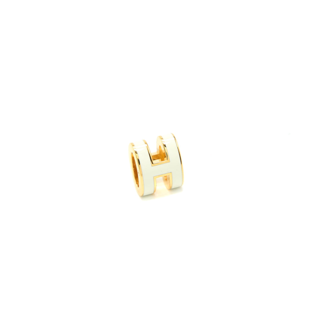 HERMES MINI POP H EARRINGS WHITE GOLD TONE