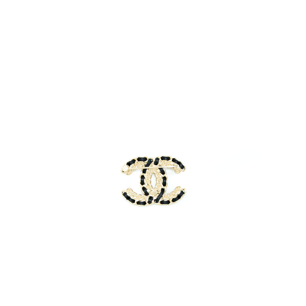 CHANEL LEATHER CHAIN/ CRYSTAL BROOCH LGHW