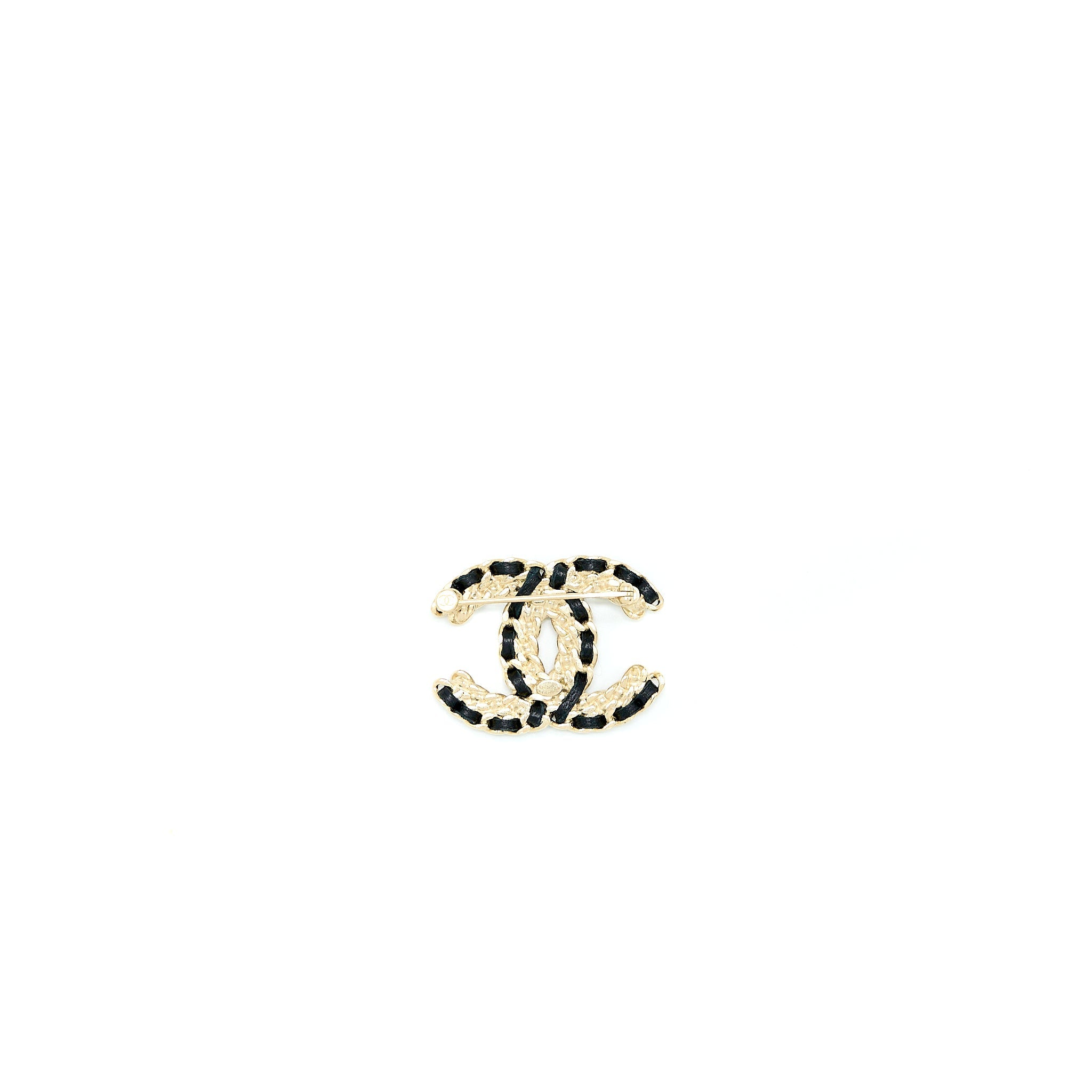 CHANEL LEATHER CHAIN/ CRYSTAL BROOCH LGHW