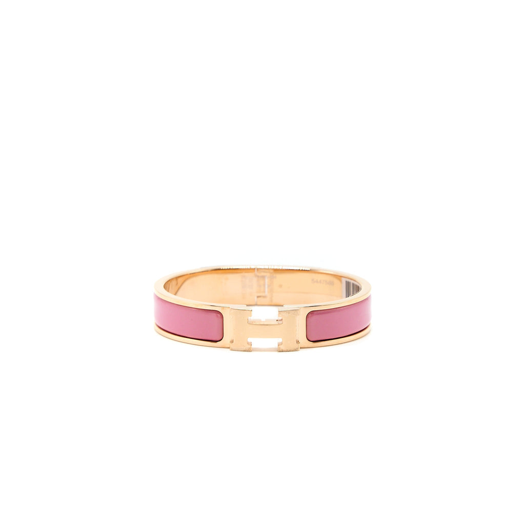 HERMES CLIC H BRACELET PLAQUE/ROSE RGHW