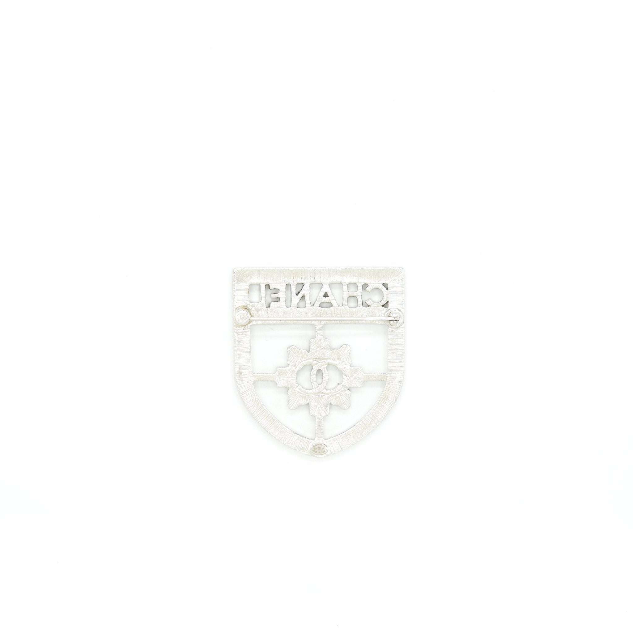 CHANEL SHIELD BROOCH WITH CRYSTALS SHW