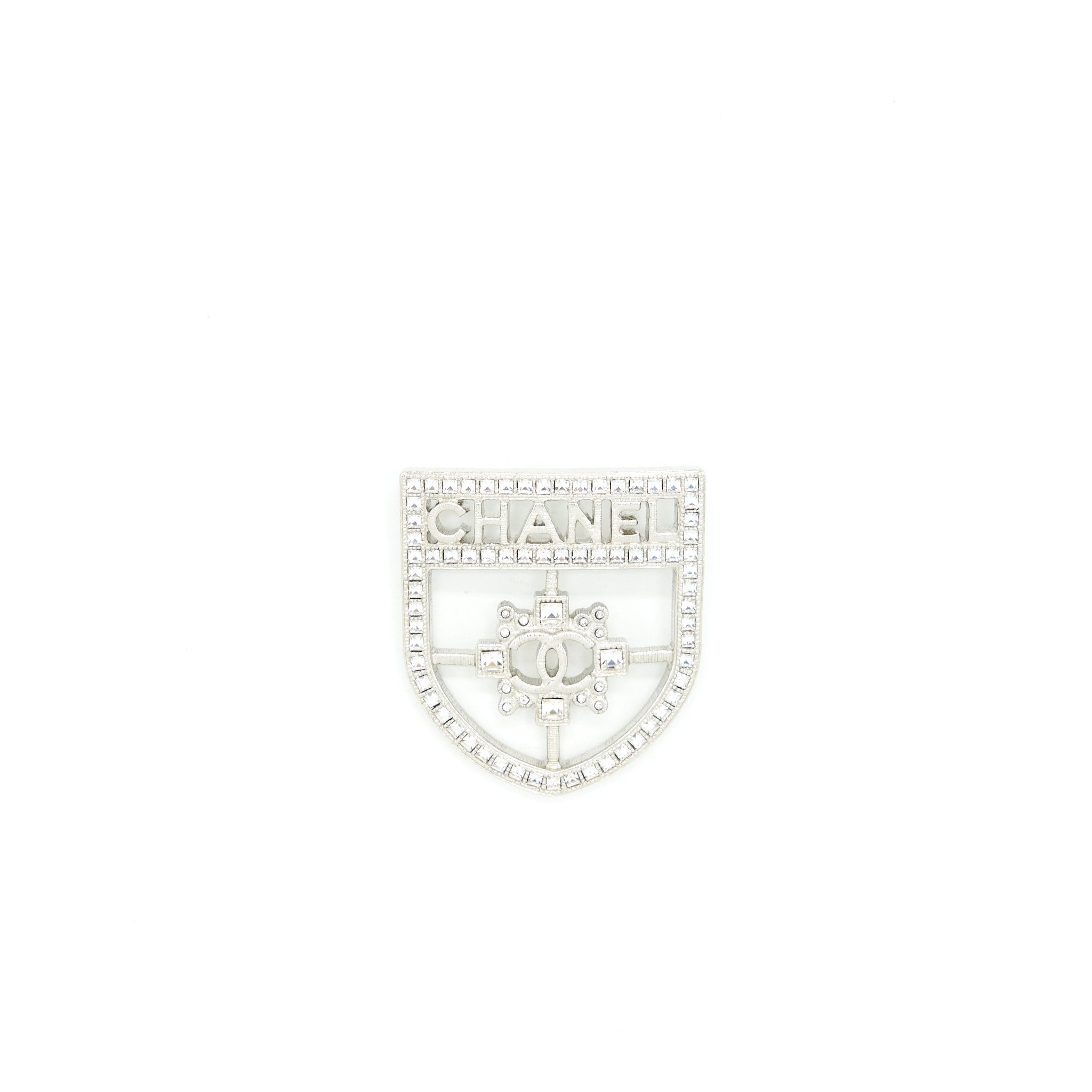 CHANEL SHIELD BROOCH WITH CRYSTALS SHW