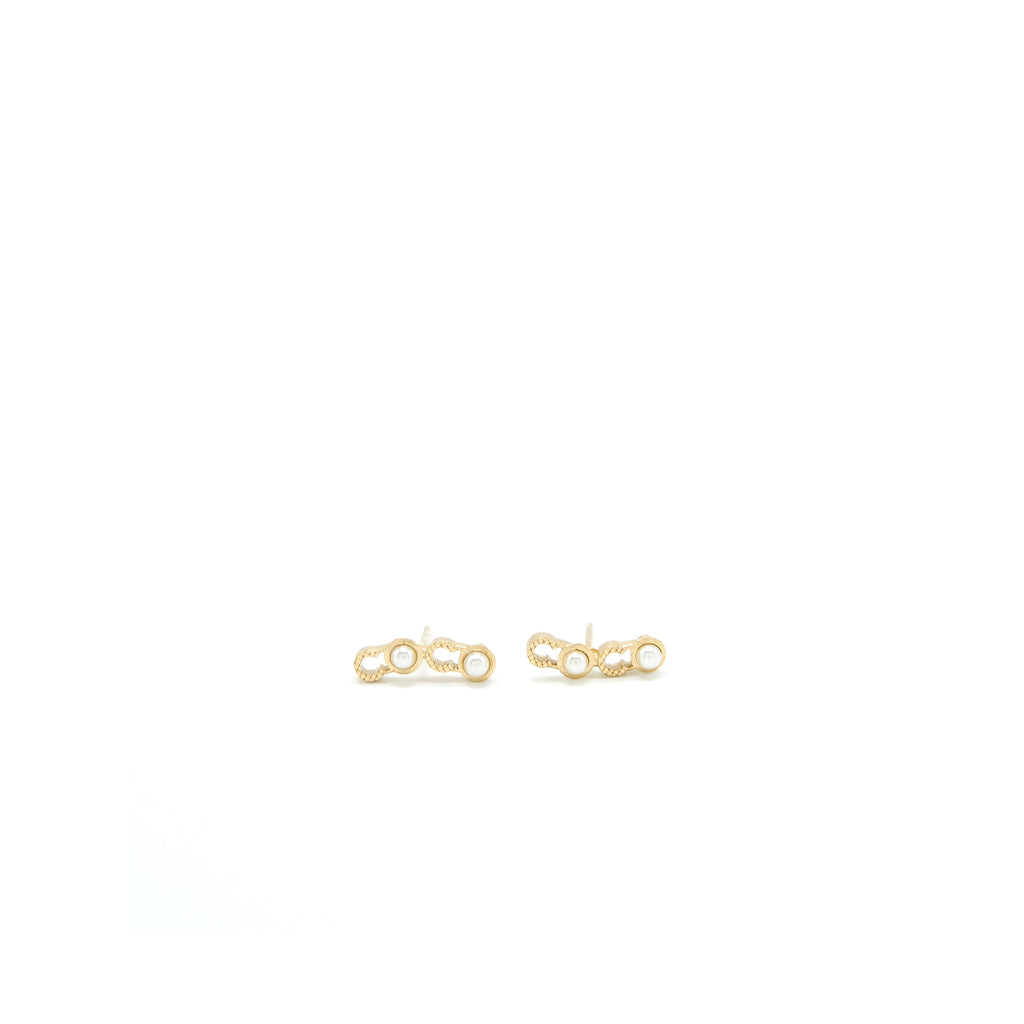 CHANEL COCO LETTERS EARRINGS PEARL LIGHT GOLD TONE