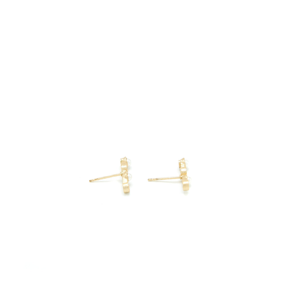 CHANEL COCO LETTERS EARRINGS PEARL LIGHT GOLD TONE