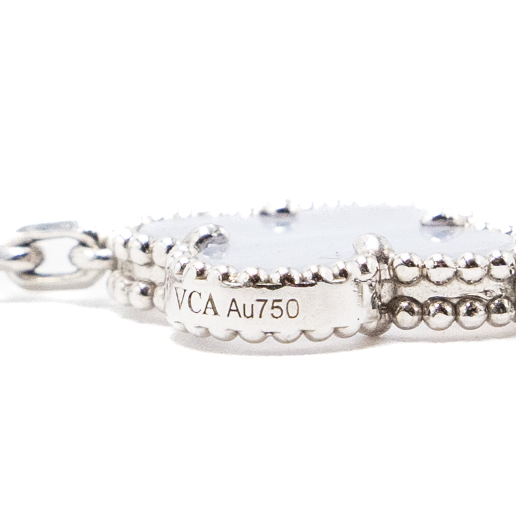 VAN CLEEF & ARPELS VINTAGE ALHAMBRA BRACELET 5 MOTIF CHALCEDONY WHITE GOLD