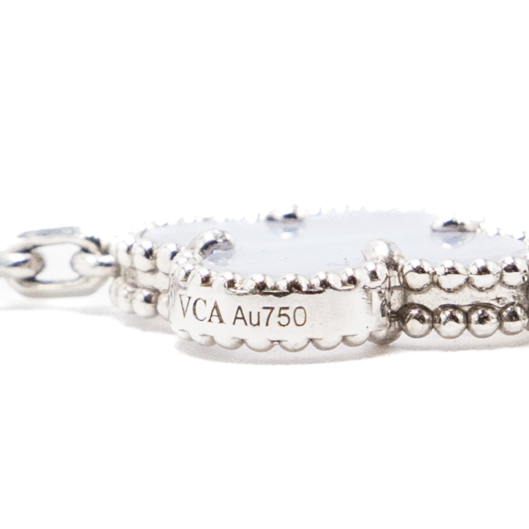 VAN CLEEF & ARPELS VINTAGE ALHAMBRA BRACELET 5 MOTIF CHALCEDONY WHITE GOLD