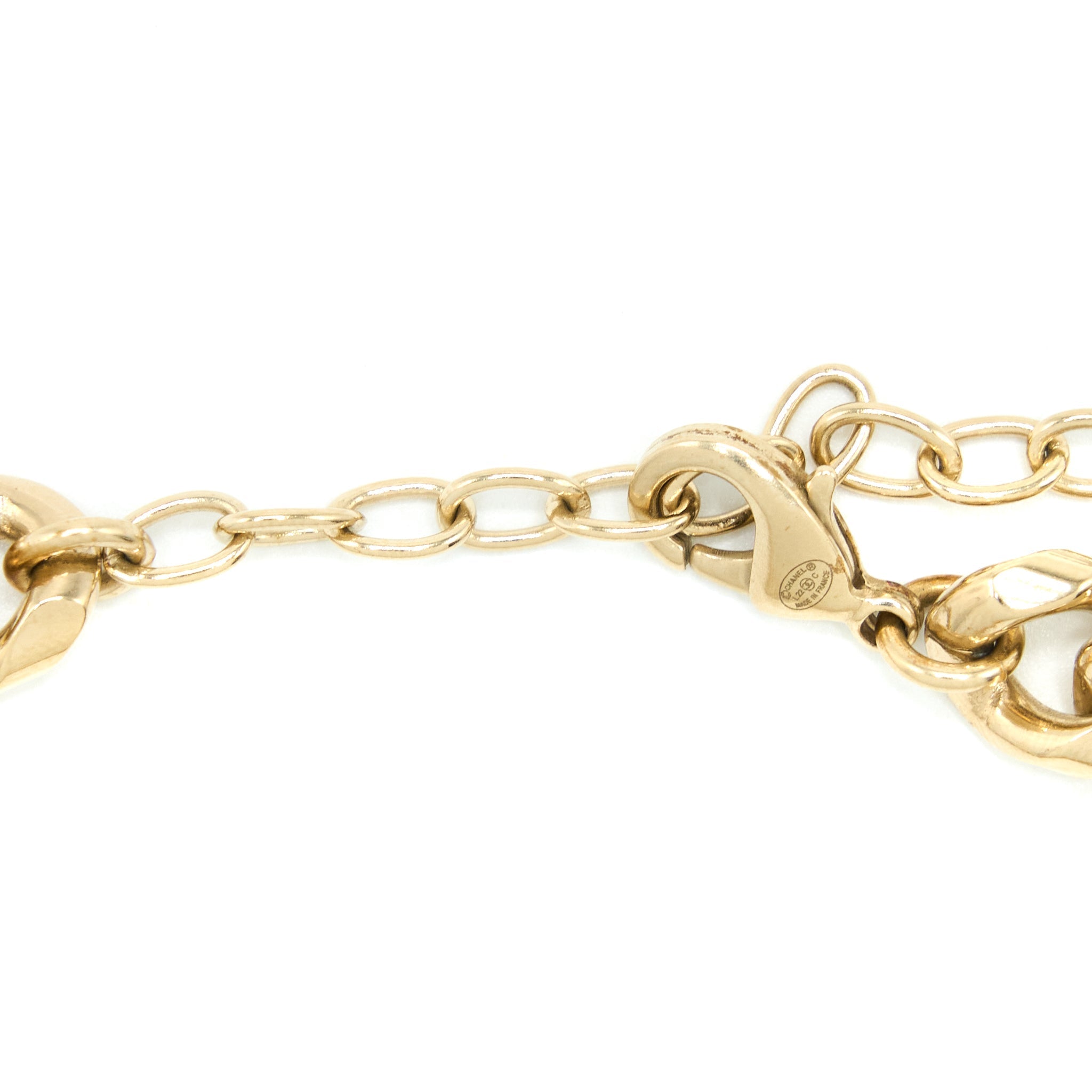CHANEL CC LOGO CHAIN CHOCKER CRYSTAL LIGHT GOLD TONE