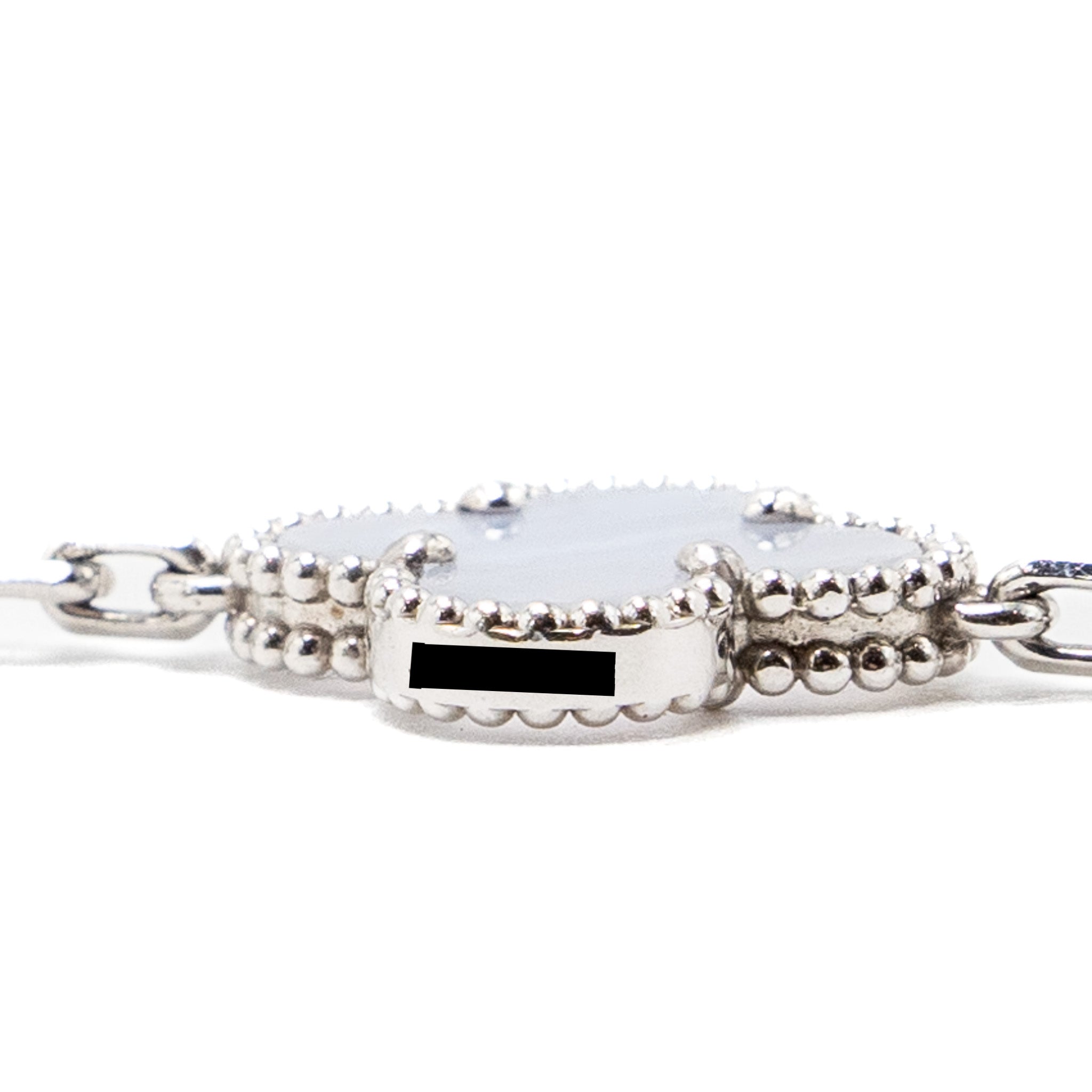 VAN CLEEF & ARPELS VINTAGE ALHAMBRA BRACELET 5 MOTIF CHALCEDONY WHITE GOLD