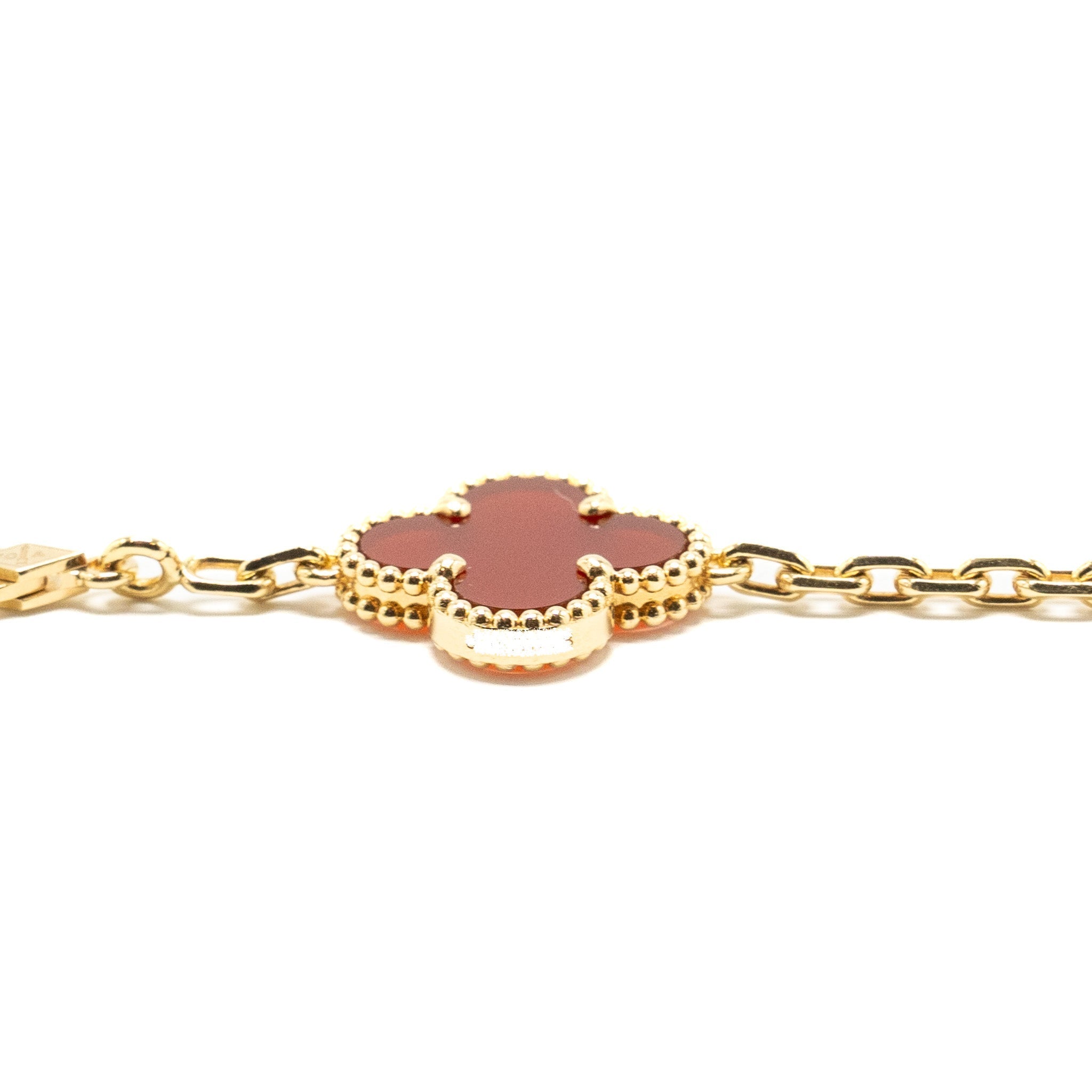 VAN CLEEF & ARPELS VINTAGE ALHAMBRA BRACELET 5 MOTIFS CARNELIAN YELLOW GOLD