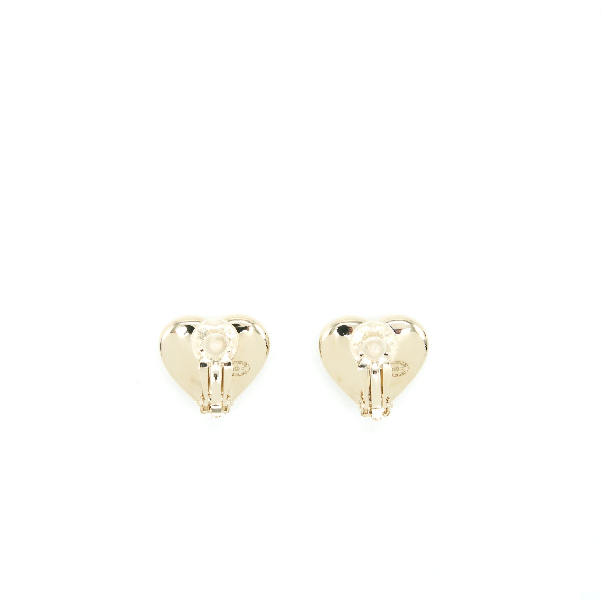 CHANEL 22C HEART EARCLIP LGHW