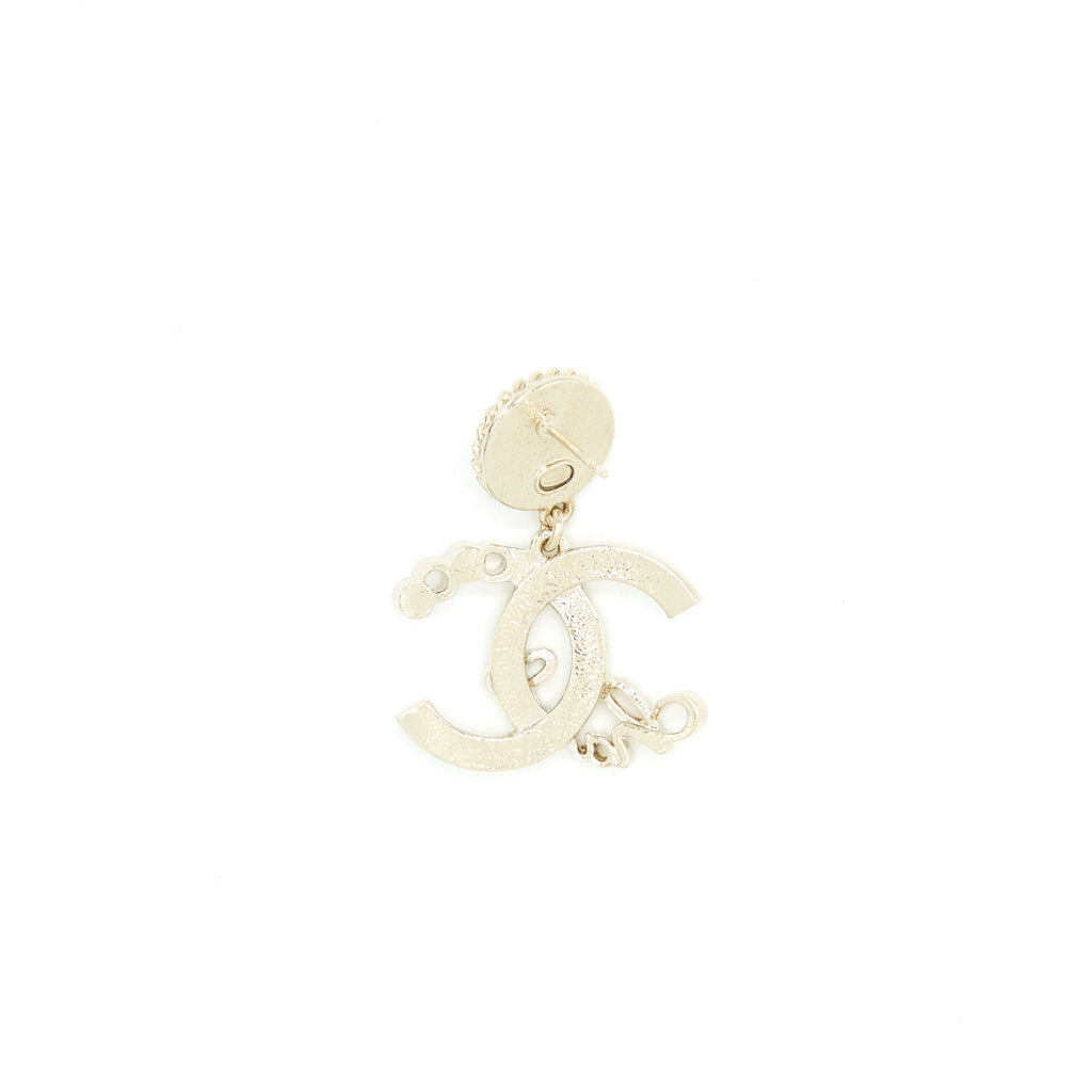 CHANEL 22P PEARL DROP AND CRYSTAL EARRING LGHW