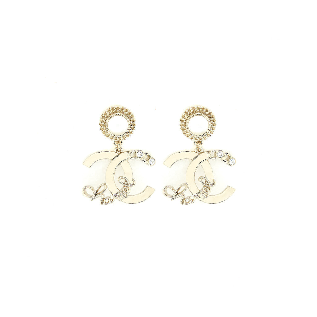 CHANEL 22P PEARL DROP AND CRYSTAL EARRING LGHW