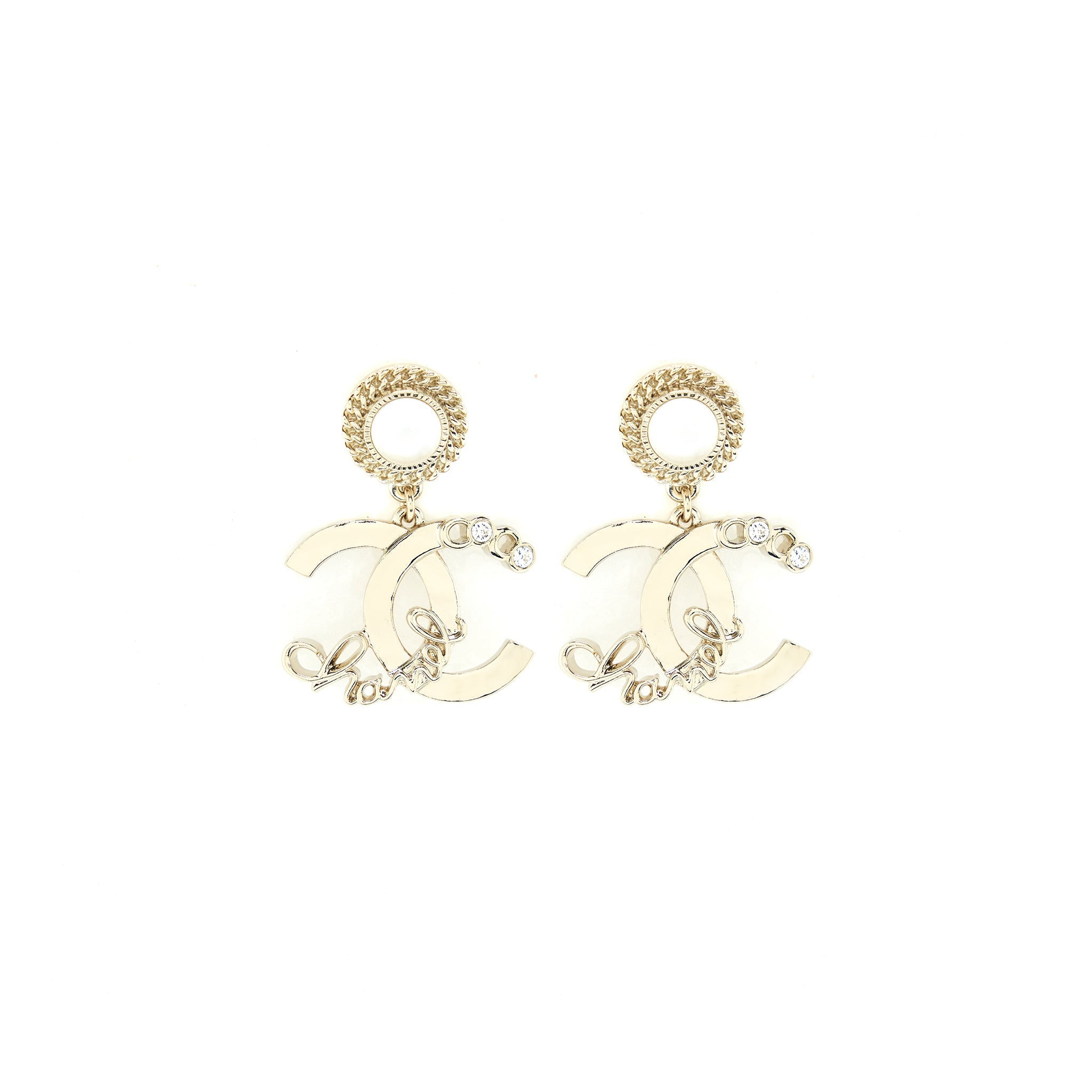 CHANEL 22P PEARL DROP AND CRYSTAL EARRING LGHW